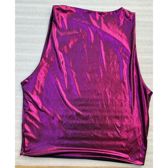EUC PrettyLittleThing Metallic Pink Purple Sleeveless Top – Size US 12 (UK 16) - Picture 2 of 5